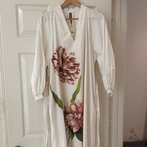 Anthropologie White V-Neck Blouse